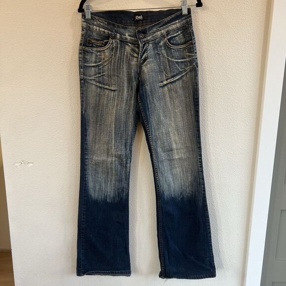 Dolce&Gabbana Denim - Dolce & Gabbana Low Rose Bootcut Jeans Stars Whisker Y2K Designer